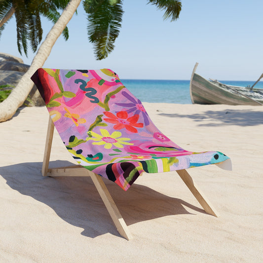 Vibrant Floral Beach Towel - Perfect for Summer Fun and Relaxation